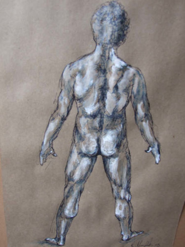 Pittura intitolato "Back of Man Ink on…" da Richard Mangold, Opera d'arte originale, Olio