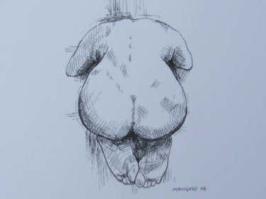 Peinture intitulée "Crouching Nude" par Richard Mangold, Œuvre d'art originale, Huile