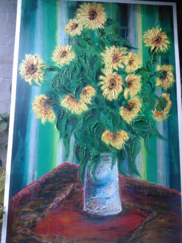Painting titled "Sunflowers" by Richard Mangold, Original Artwork, Oil