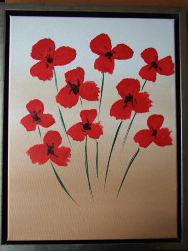 Painting titled "New Poppies" by Richard Mangold, Original Artwork, Oil