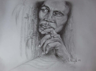 Schilderij getiteld "Bob Marley" door Richard Mangold, Origineel Kunstwerk, Olie