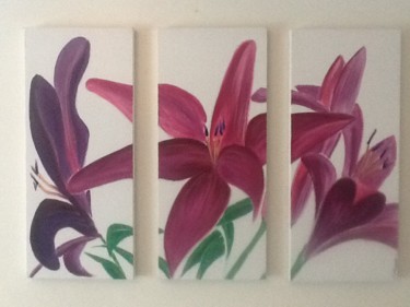 Painting titled "Triptych Orchids" by Richard Mangold, Original Artwork, Acrylic