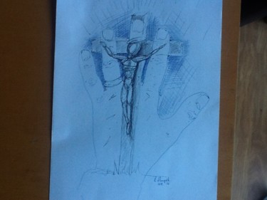 Dibujo titulada "At The Hand Of God" por Richard Mangold, Obra de arte original, Tinta