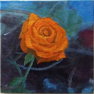 Schilderij getiteld "Orange Rose" door Richa Sharma, Origineel Kunstwerk, Acryl