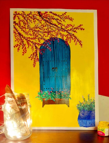 Painting titled "BlueGate" by Richa Shiv Mangal, Original Artwork, Acrylic
