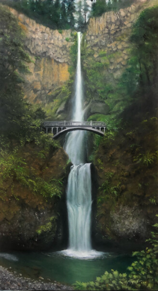 Malarstwo zatytułowany „Multnomah Falls” autorstwa Richard Ferguson, Oryginalna praca, Olej