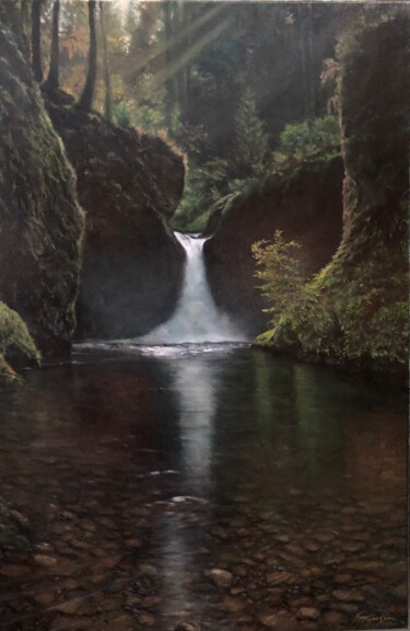 Malarstwo zatytułowany „Punchbowl Falls” autorstwa Richard Ferguson, Oryginalna praca, Olej