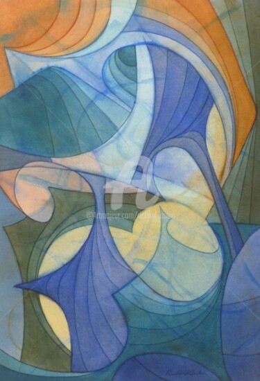Painting titled "Abstraction 03-18" by Richard Aubin, Original Artwork, Watercolor