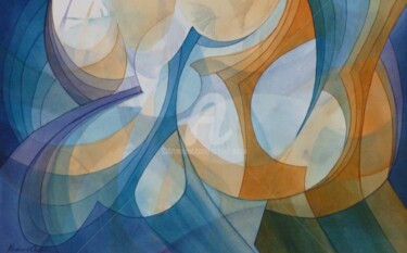 Peinture intitulée "Abstraction 02-20" par Richard Aubin, Œuvre d'art originale, Aquarelle