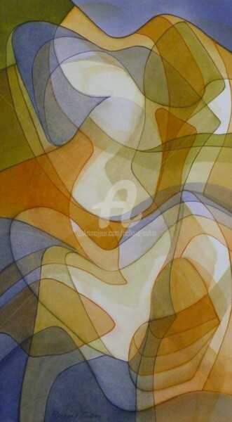 Pintura intitulada "Abstration 03-20" por Richard Aubin, Obras de arte originais, Aquarela