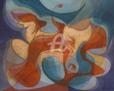 Ζωγραφική με τίτλο "Danser à en perdre…" από Richard Aubin, Αυθεντικά έργα τέχνης, Ακουαρέλα