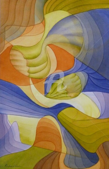 Pittura intitolato "Abstraction 01-21" da Richard Aubin, Opera d'arte originale, Acquarello