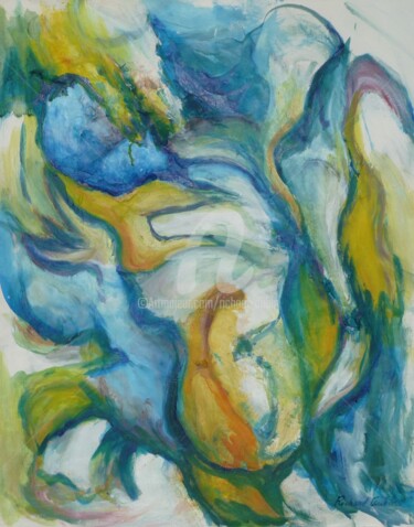 Картина под названием "Tulipes et fantaisi…" - Richard Aubin, Подлинное произведение искусства, Акрил