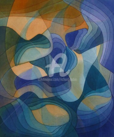 Painting titled "Abstraction 01-22" by Richard Aubin, Original Artwork, Watercolor