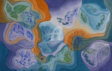 Peinture intitulée "Sinuosités dans un…" par Richard Aubin, Œuvre d'art originale, Aquarelle
