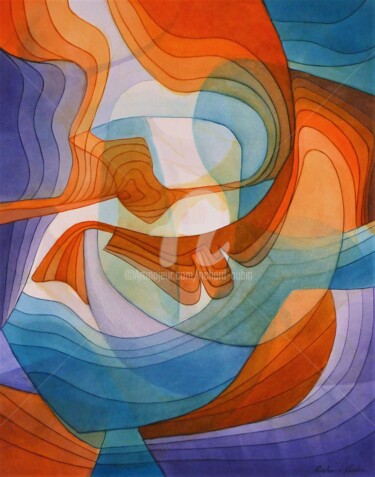Painting titled "Abstraction 01-23" by Richard Aubin, Original Artwork, Watercolor