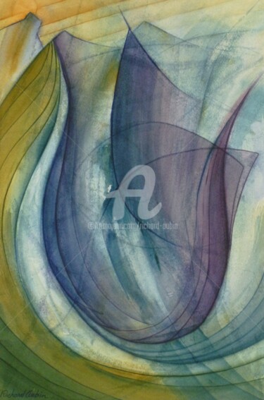 Malarstwo zatytułowany „Le chemin des Tulip…” autorstwa Richard Aubin, Oryginalna praca, Akwarela