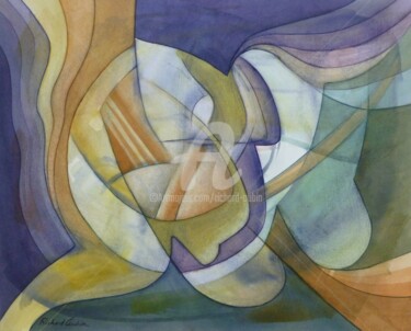Peinture intitulée "Au-delà des frontiè…" par Richard Aubin, Œuvre d'art originale, Aquarelle