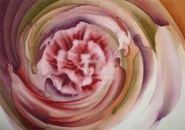 Peinture intitulée "Allées de la Rose" par Richard Aubin, Œuvre d'art originale, Aquarelle