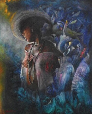 Peinture intitulée "Femme au Collier (G…" par Richard Barbot, Œuvre d'art originale, Huile