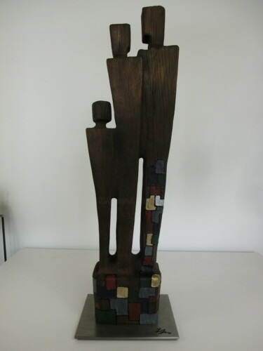 Sculpture intitulée "Familie 2" par Richard Blaas, Œuvre d'art originale, Bois