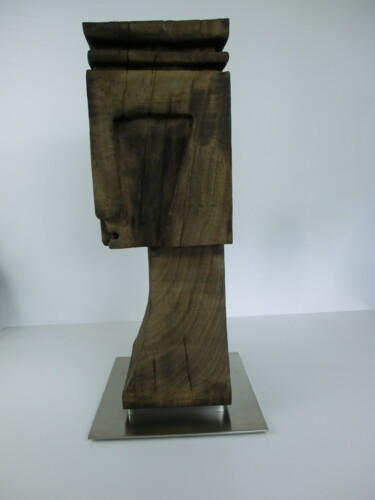 Sculpture intitulée "Kopf/Kubus" par Richard Blaas, Œuvre d'art originale, Bois