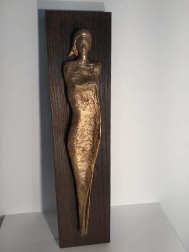 Sculpture intitulée "Die Schweigende" par Richard Blaas, Œuvre d'art originale, Bronze Monté sur Panneau de bois