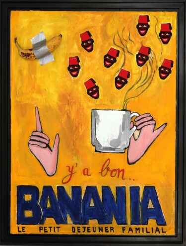 Painting titled "BANANIA" by Richard Boigeol, Original Artwork, Acrylic Mounted on Wood Stretcher frame