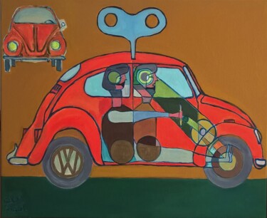 Malerei mit dem Titel "LA COCCINELLE" von Richard Boigeol, Original-Kunstwerk, Acryl