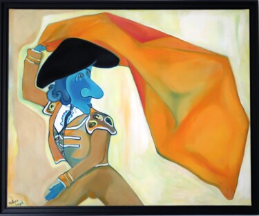 Painting titled "LE TORERO" by Richard Boigeol, Original Artwork, Acrylic Mounted on Wood Stretcher frame