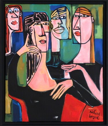 Painting titled "ENTRE FILLES" by Richard Boigeol, Original Artwork, Acrylic Mounted on artwork_cat.