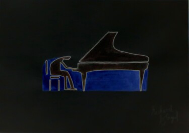 Drawing titled "LE PIANISTE  ( encr…" by Richard Boigeol, Original Artwork, Acrylic