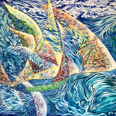Painting titled "Voiles" by Richard Chenier, Original Artwork, Acrylic