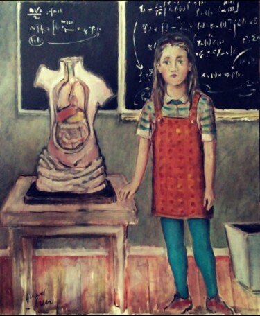 Peinture intitulée "First Day at School" par Richard Cress, Œuvre d'art originale, Huile