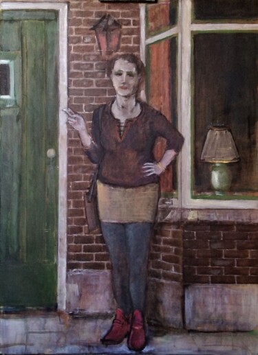 Pintura intitulada "The Old Prostitute" por Richard Cress, Obras de arte originais, Óleo