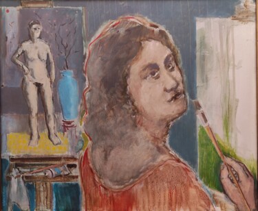 Schilderij getiteld "Lof van de schilders" door Richard Cress, Origineel Kunstwerk, Olie
