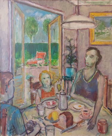 Painting titled "Breakfast" by Richard Cress, Original Artwork, Oil
