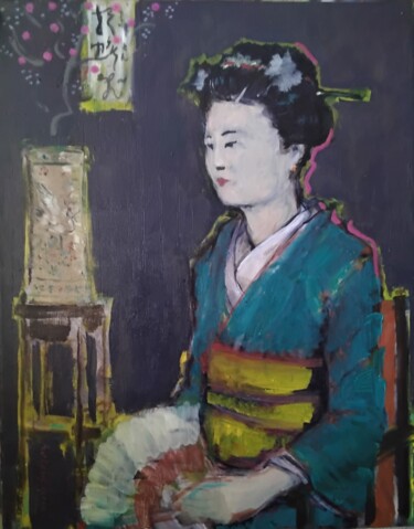 Pintura intitulada "Geisha" por Richard Cress, Obras de arte originais, Óleo