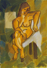 Peinture intitulée "nu assi" par Richard Fabre, Œuvre d'art originale