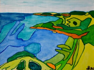 Malerei mit dem Titel "Bretagne 1982-2" von Richard Gillet, Original-Kunstwerk, Aquarell