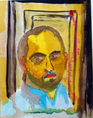 Картина под названием "Autoportrait" - Richard Gillet, Подлинное произведение искусства, Акварель
