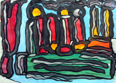 Peinture intitulée "Exploration de l'es…" par Richard Gillet, Œuvre d'art originale, Gouache