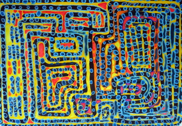 Peinture intitulée "Cellules" par Richard Gillet, Œuvre d'art originale, Gouache