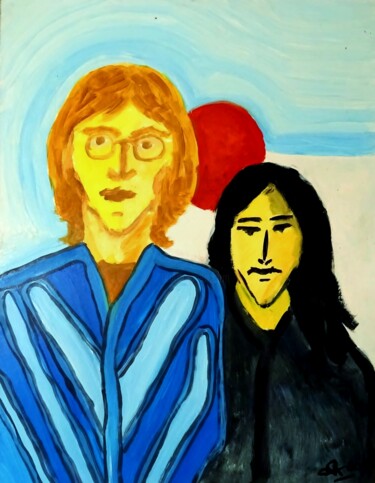 Malerei mit dem Titel "John Lennon & Yoko…" von Richard Gillet, Original-Kunstwerk, Gouache
