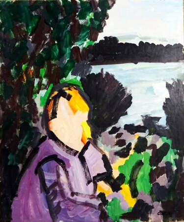 Peinture intitulée "La Dame du lac" par Richard Gillet, Œuvre d'art originale, Acrylique