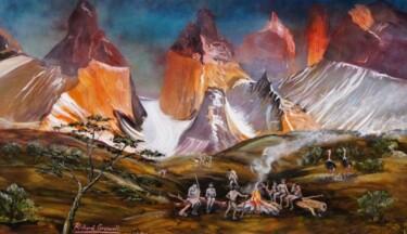 Pittura intitolato "Fuego en Torres de…" da Richard Greswell, Opera d'arte originale, Olio