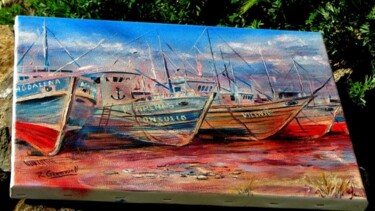 Pintura intitulada "Barcos pesqueros Pu…" por Richard Greswell, Obras de arte originais