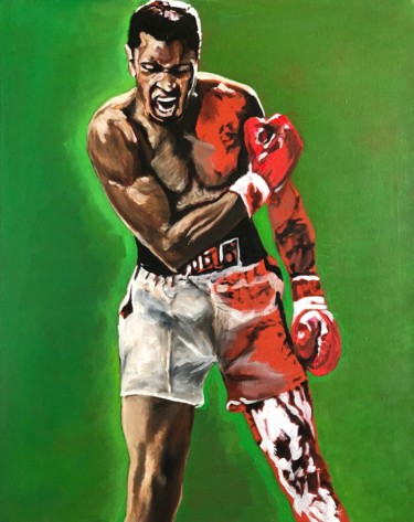 Painting titled "Cassius Clay - Moha…" by Richard Hanssens, Original Artwork, Oil