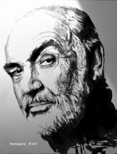 Drawing titled "Sean Connery - Sir…" by Richard Hanssens, Original Artwork, Charcoal