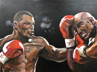 Peinture intitulée "Mike Tyson contre E…" par Richard Hanssens, Œuvre d'art originale, Huile